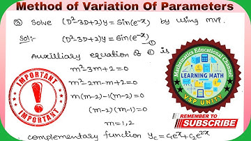 #problems On Method Of Variation Of Parameters || SEM-II || Mathematics || OU
