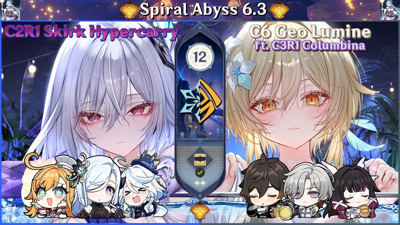 Unbenched Zhongli | C2R1 Skirk Hypercarry & C6 Geo Lumine | SA 6.3 - Floor 12 9 stars [GI 原神]