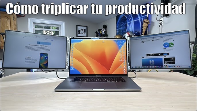 Monitor extendido portátil doble Extensor de pantalla para computadora portátil  Pantalla de monitor triple para computadora portátil compatible con Mac PC  de 13” -17” Pantalla HD 1080P IPS Pantalla USB A /