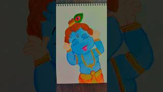 ✨ Cute Bal Krishna Drawing | Easy Krishna Art 🦚💙| Janmashtami Special#BalKrishna #KrishnaDrawing#art