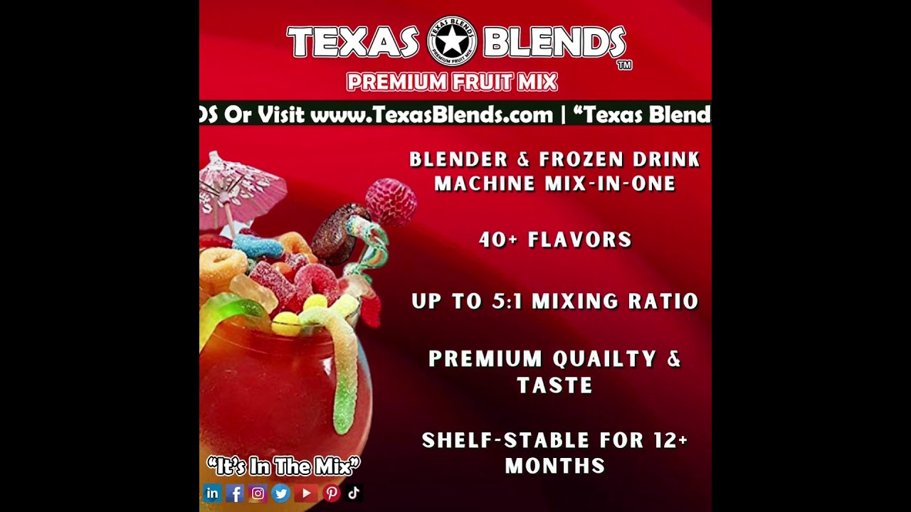 Texas Blends Premium Fruit Mix- Frozen Drinks, Margaritas, Daiquiris, Ice Cream & Smoothies