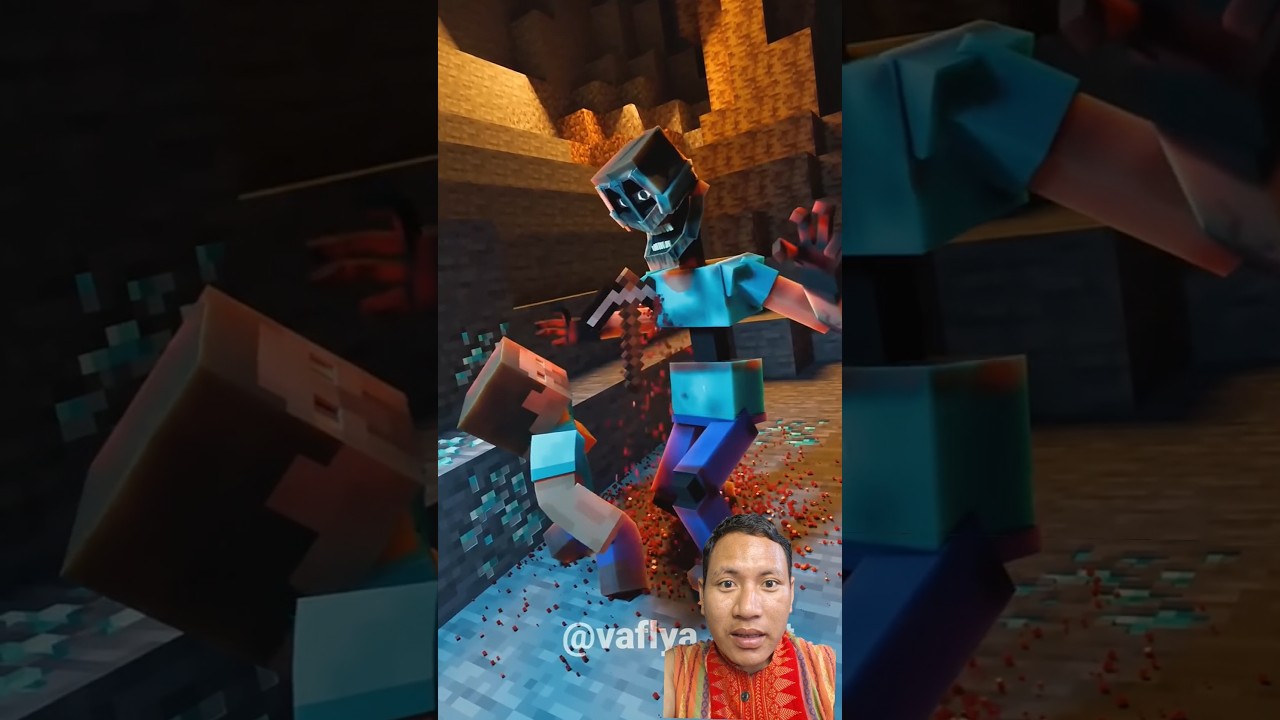 Steve was busy digging diamonds when a ghost came from behind 