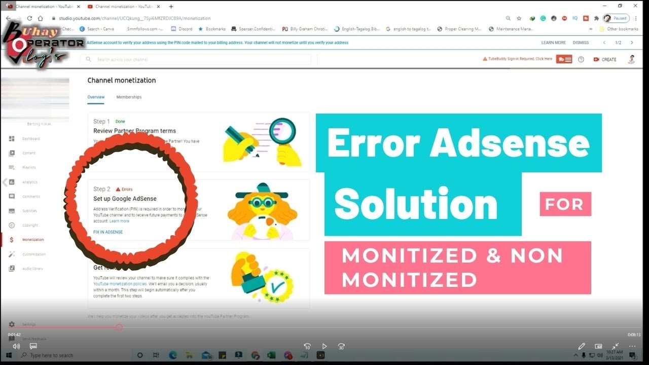 How to fix Error AdSense for Non-Monetized and Monetized Tagalog 