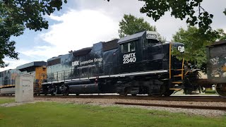 {3218} Train ID Q410-16 W/ Black GATX GP38-2 Trailing Also CKFX Dirty 6-Bay Hopper - Pembroke, NC