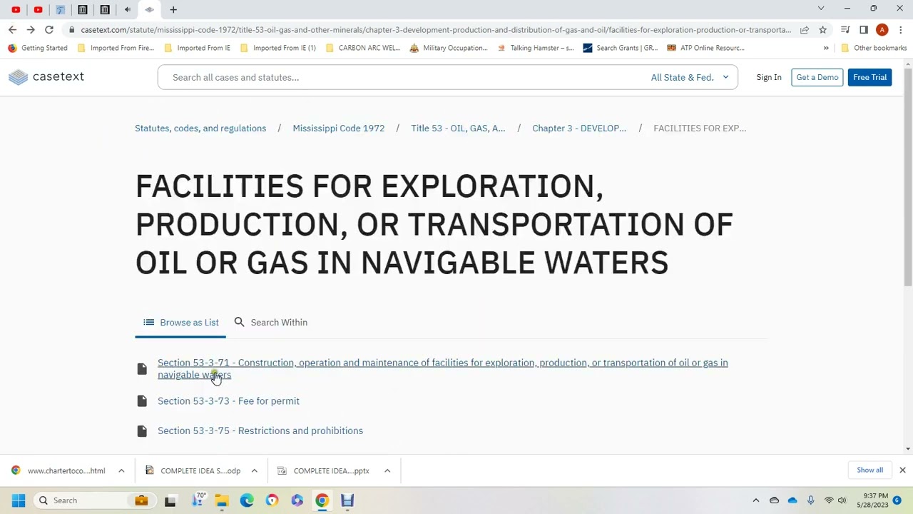 MISSISSIPPI CODE 1972 TITLE 53 CHAPTER 3 FACILITIES FOR explorationproduction or transport of oil or