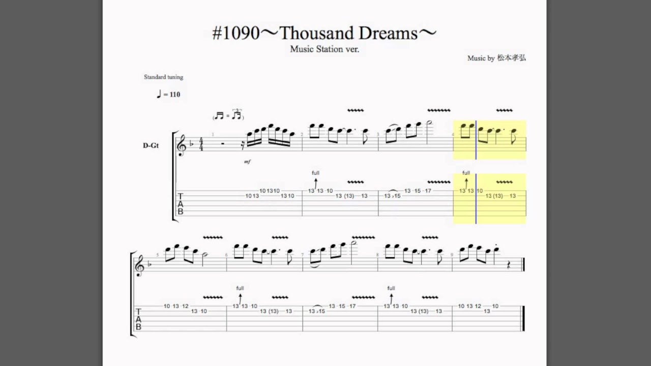 1090 Thousand Dreams 松本孝弘 ギタータブ譜 Guitar Tabs Youtube