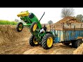 John Deere 5105 Tractor with full loaded trolley | Tractor stunt | Tractor ki Powar | Tractor video