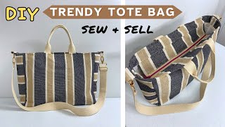 Trendy Zipper Tote Bag making at home sewing tutorial. It is easier than you think.
