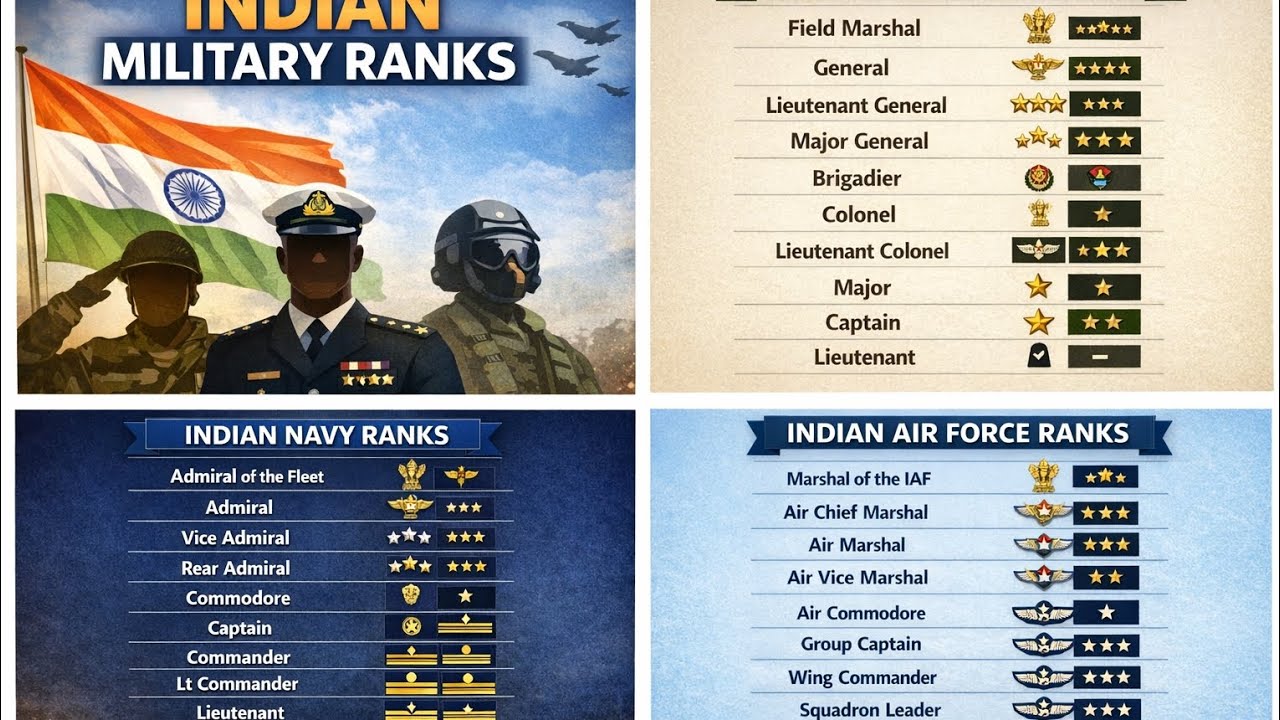 Indian Military Ranks|Complete Rank Structure|Defense Gk #indianarmy # ...