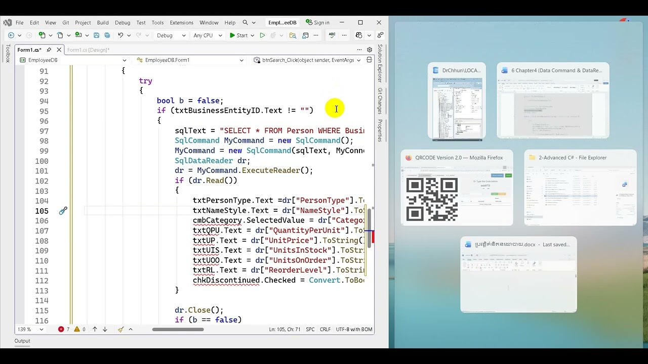 117-C# Developer: SqlDatarReader  - Search Data | Practice