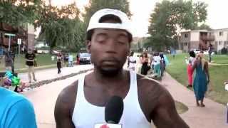 Exclusive: Michael Brown's mother visits the site where her son was killed. Tim Lampley reports.