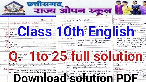 CG open school paper solution class 10th English full paper solution 1 to 25 full solution। अंग्रेजी