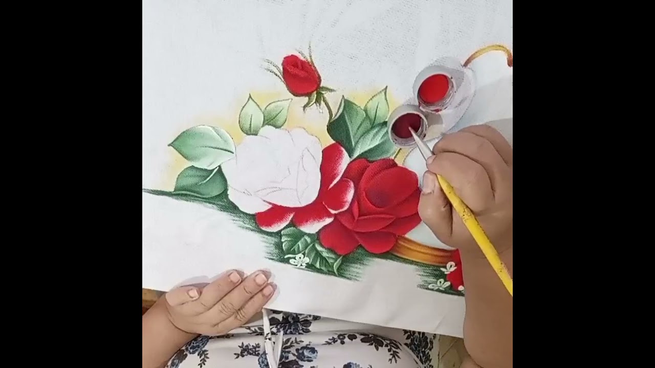 Como pintar rosas vermelhas/projetos da professora ivanice Isabel