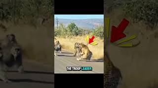 Leopard Attacks Baboon Troop,Then the Leader Fights Back! #animals #wildlife #trending #shorts