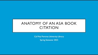 Anatomy of an ASA Book Citation