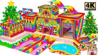 ASMR x 1.5 - Build Winter Shopping Mall Have Wavy Roof & Glossy Slime Pool From Magnetic Balls