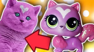 Littlest Pet Shop LPS Toys #2100 Purple & Pink Ears Persian Cat Pink Wolf 