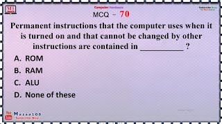 Permanent Instructions That The Computer Uses When It Is Turned On And That Cannot Be Changed This..