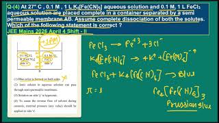 At 27°C,0.1 M 1L K4[Fe(CN)6] aq. solution and 0.1 M 1L FeCl3 aq. Solution are placed complete in a