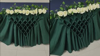 DIAMOND DESIGN WITH ARTIFICIAL ROSE TABLE SKIRTING TUTORIAL