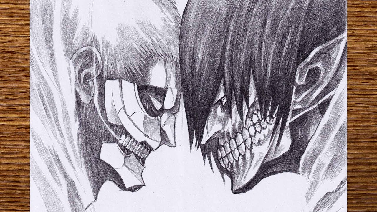 How to draw Attack Titan vs Armored Titan Attack On Titan art step