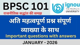 IGNOU BPSC 101 Important Questions Answers| IGNOU BPSC 101 Previous year solution|BPSC 101 One shot