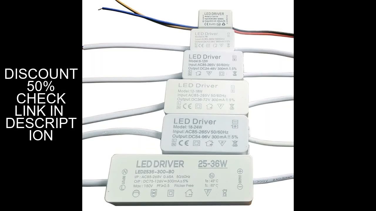 AC85-265V Constant Current Driver 1w 3w 4w 7w 8w 12w 15w 20w 18w 24w 25w 36w LED Driver 300mA  Trans