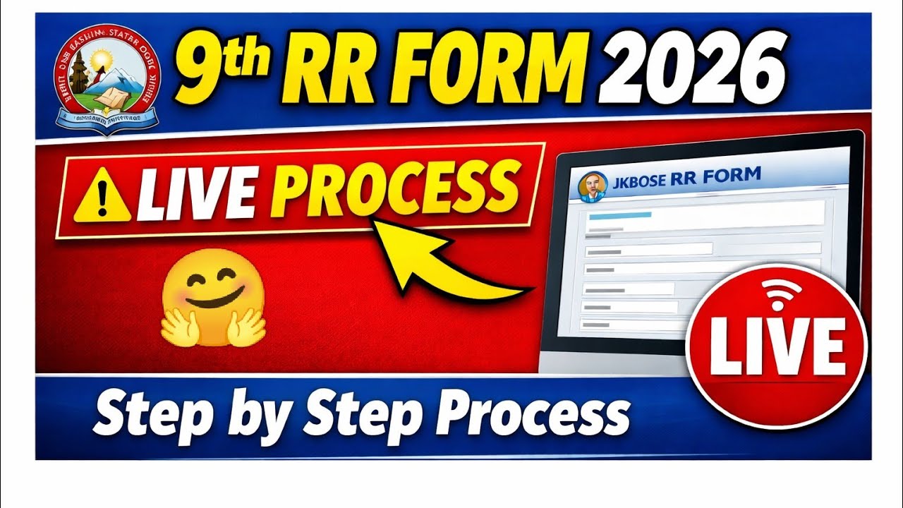 JKBOSE 9th Class RR Form 2026 Live Process | How to Fill RR Form Step by Step | Complete Guide