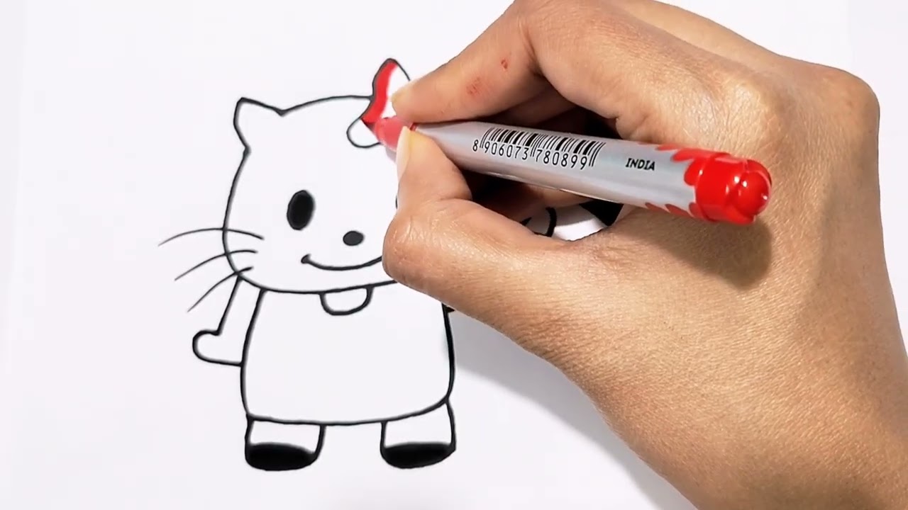 How To Draw cute Hello kitty Drawing, Painting & Coloring For Kids and Toddlers_ Child Art 🐋🌈🎨