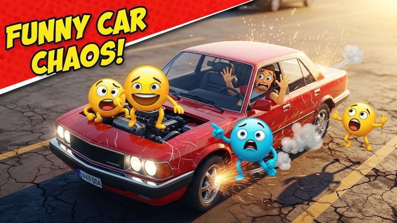 Funny Car Chaos! 🤡🚗💥 – Emojis React & Move! emojis_car_kids