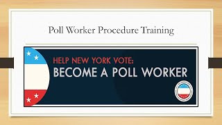 2023 Westchester County Poll Worker Online Training