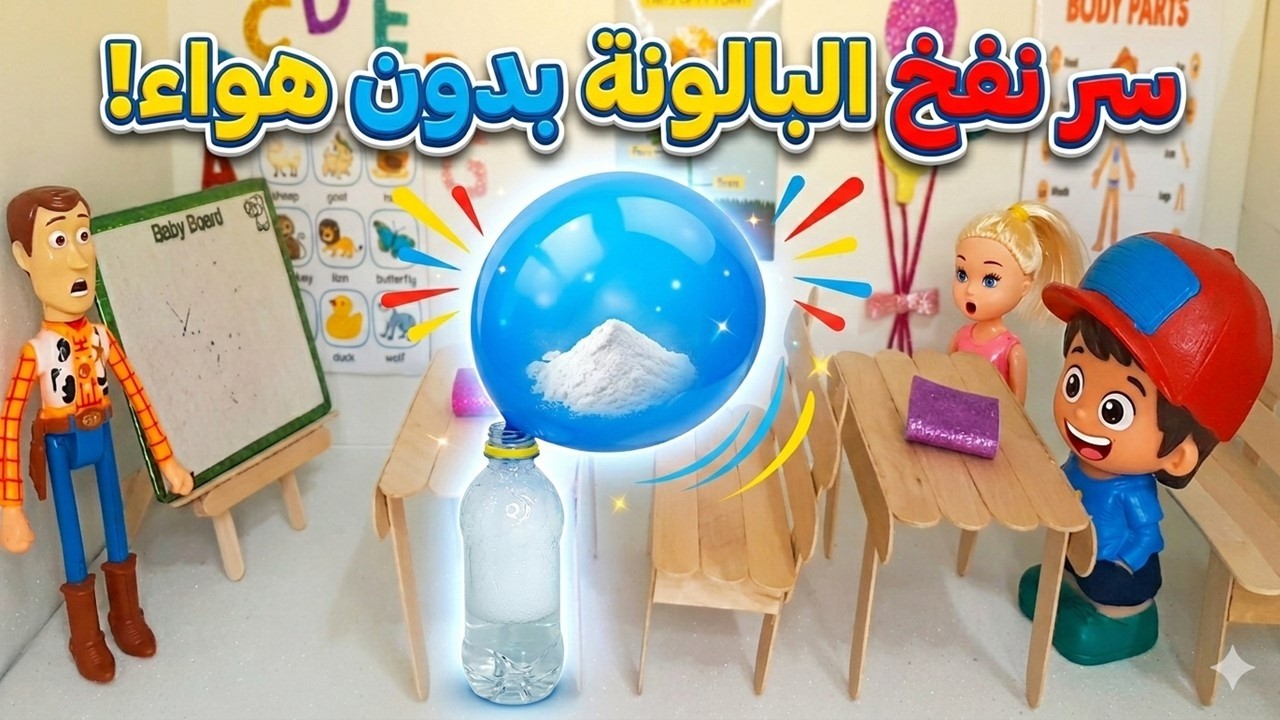 وودي يبهر عبير وعمر في الفصل.. سر البالونة التي تنفخ نفسها! 😲