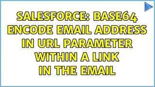 Salesforce: Base64 Encode email address in url parameter within a link in the email