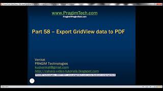 58 Export gridview to pdf in asp net   Part 58