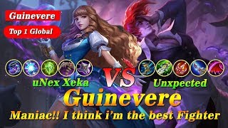 Maniac Uneeka Vs Unxpected Top 1 Global Guinevere Gameplay, Mobile Legends