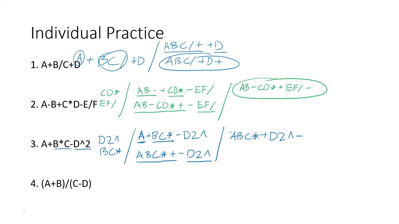 [Polish Notation] Infix Postfix Practice (5/7)