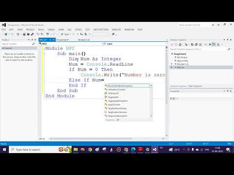 Whether number is negative positive or zero | VB.NET | Visual Studio 2012 | Assignment Questions 01