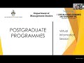 Master your future with a postgraduate degree doms  chsbm virtual information session