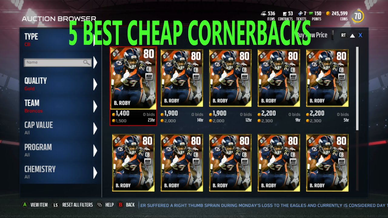 5 Best CHEAP Cornerbacks in Madden 17 MUT