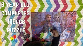 3 YEAR OLD COMPLETES 100PCS PUZZLE | FROZEN 2