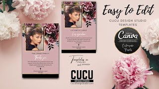 CANVA FUNERAL CARD | Double Sided Funeral Thank You Card Template | FTC112
