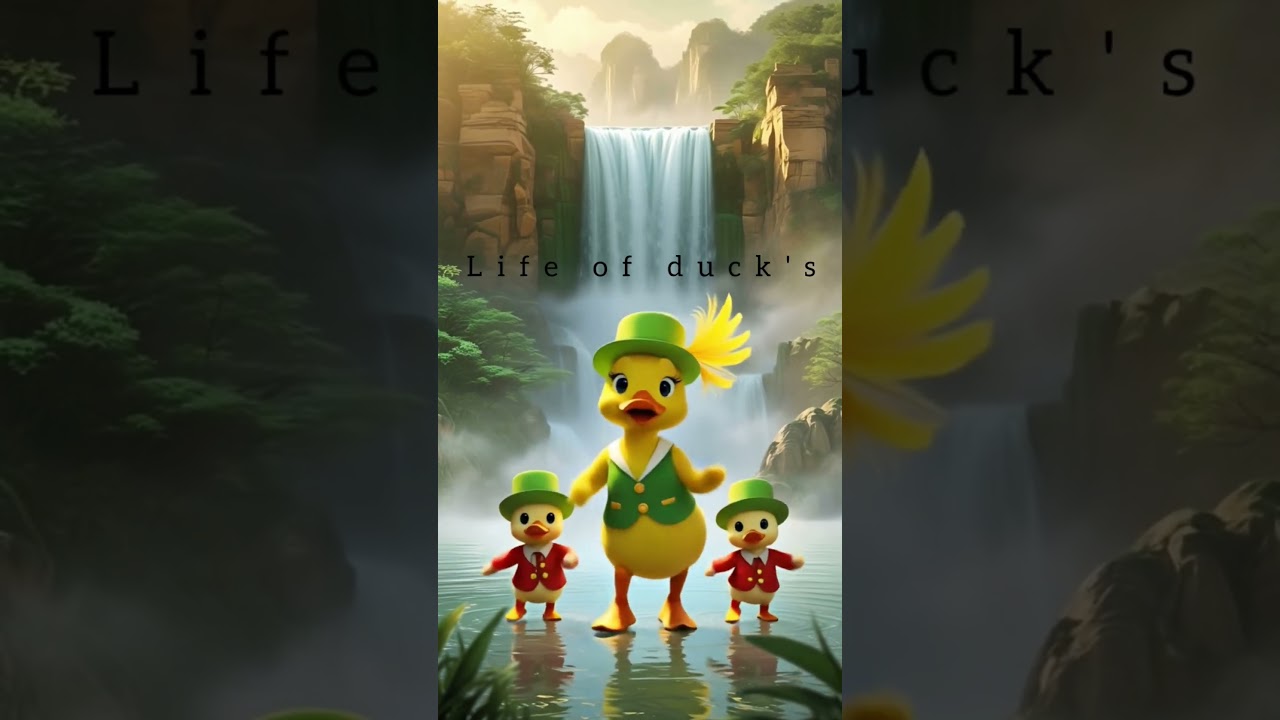 “Sunny Duck & Little Stars at the Magical Waterfall” 