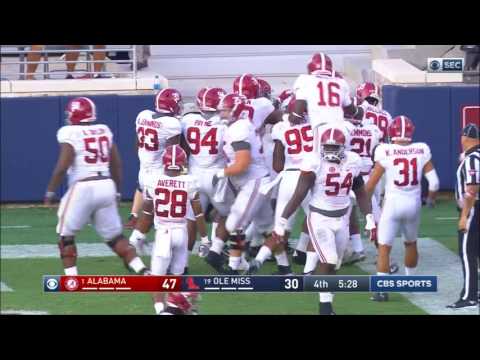 Jonathan Allen pick-6 - Alabama vs Ole Miss