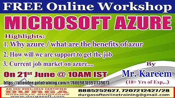 MICROSOFT AZURE (FREE Workshop) Online Training @ DURGASOFT