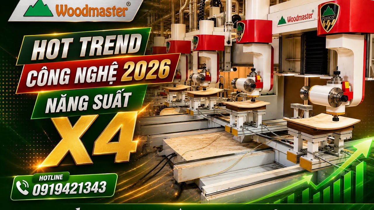 Promaster-T4x4H| Máy Cnc trung tâm 3d 5 trục 4 đầu làm việc đồng thời Woodmaster 
