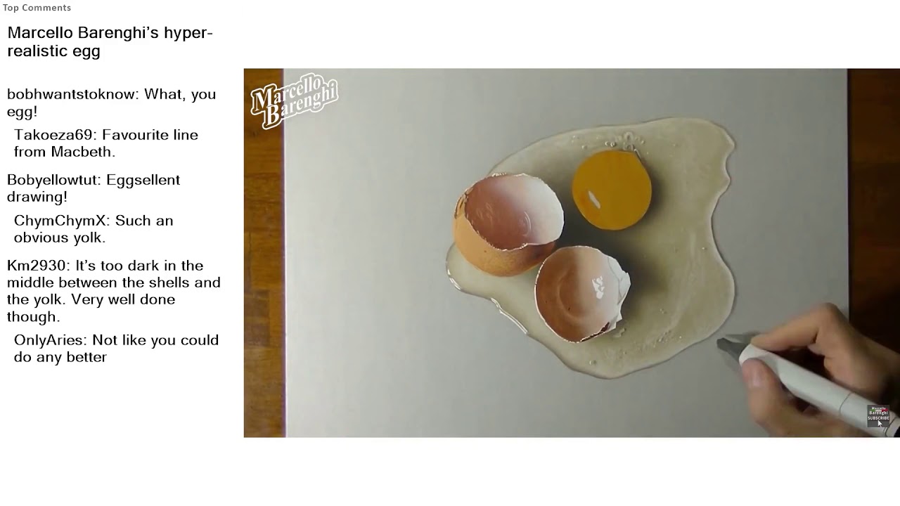 Top Reddit Video TOP TALENT Marcello Barenghi’s hyperrealistic egg