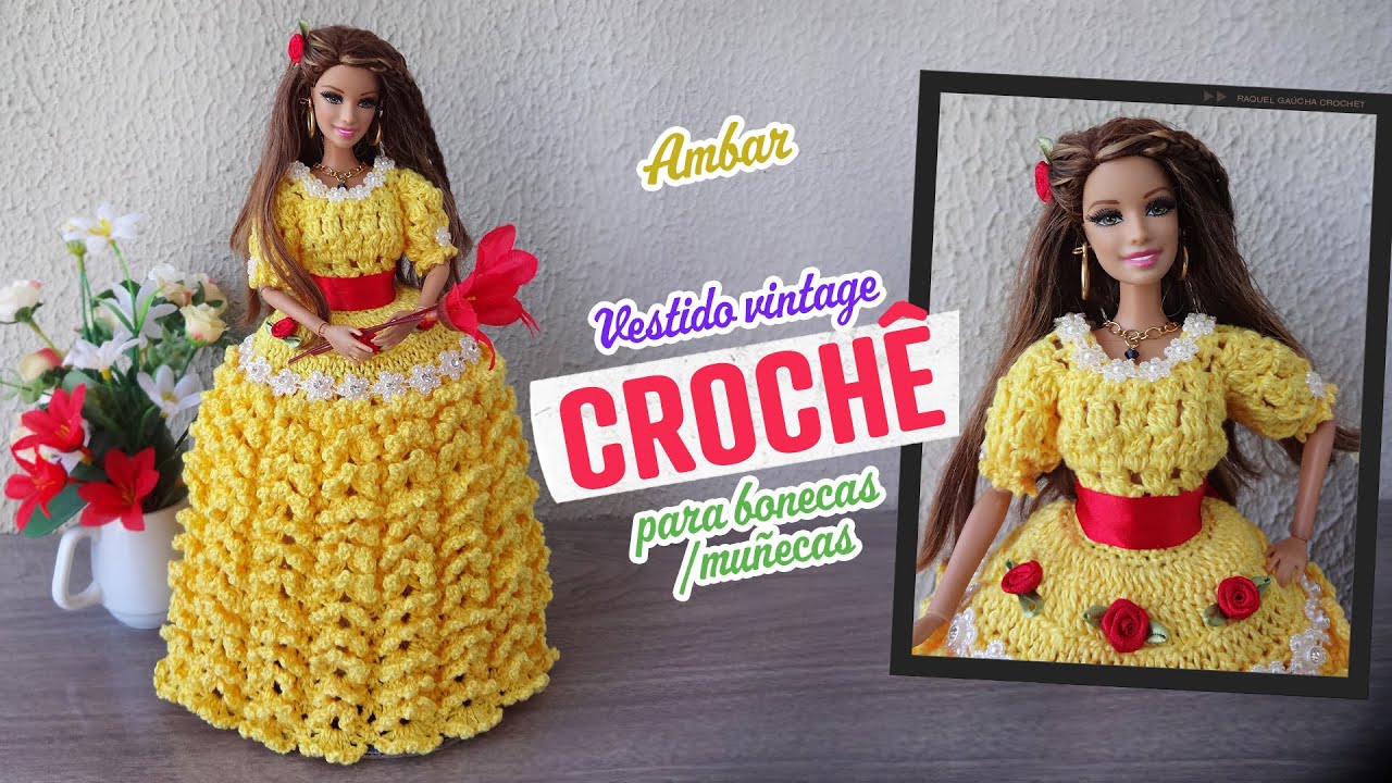 Crochet bride/wedding dress for Barbie (Portuguese/Spanish