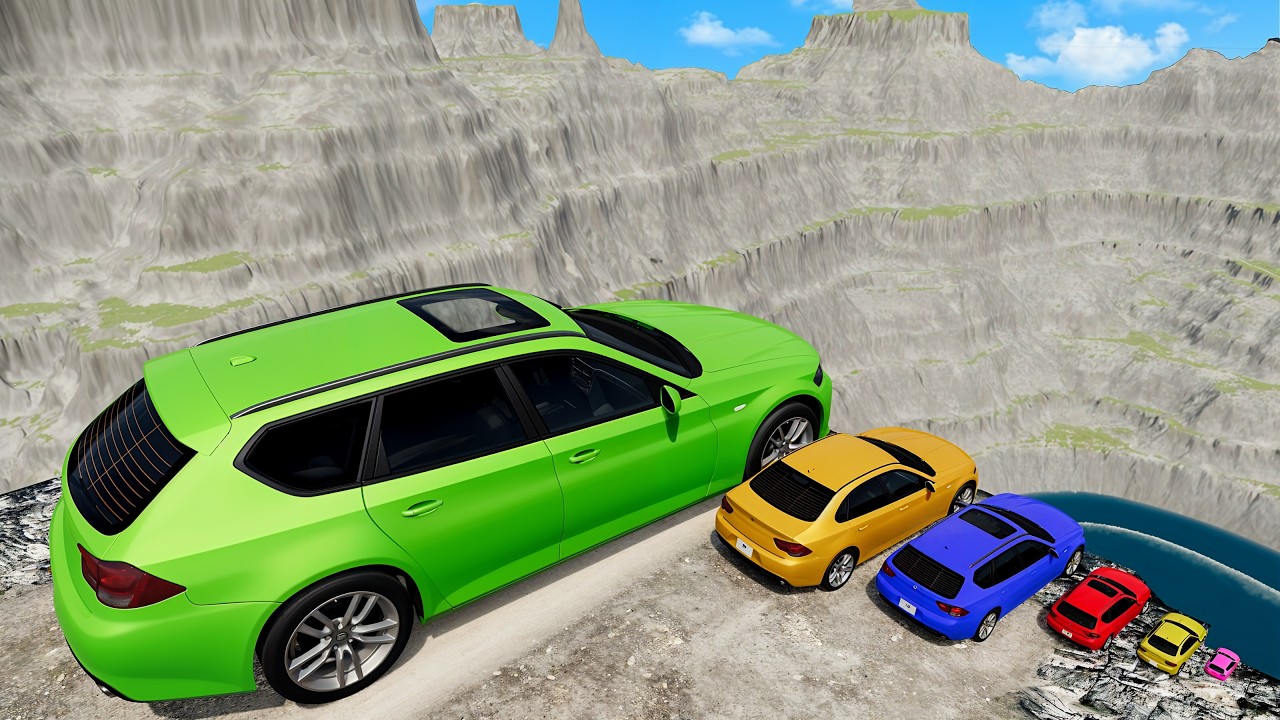 Massive & Small Cars vs Leap Of Death – BeamNG. Drive