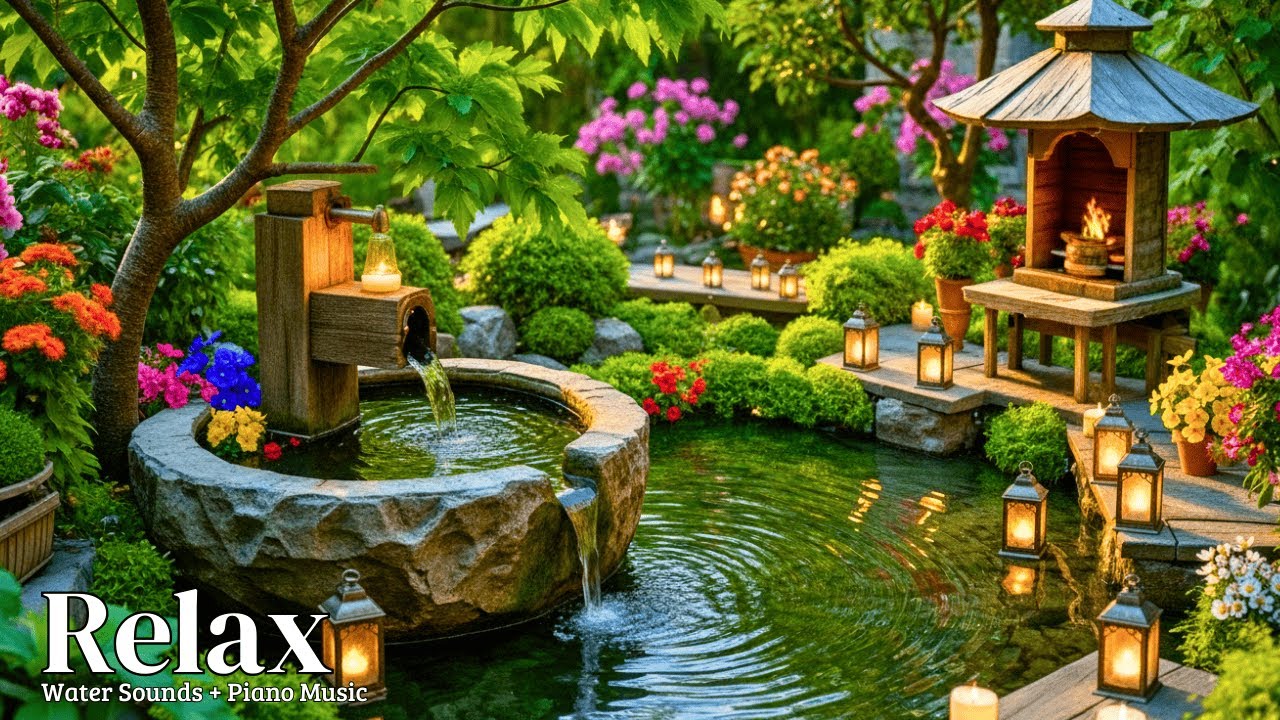 Relaxing Sleep Music + Bamboo Water Fountain 🌿 Insomnia Relief, Calm Anxiety & Deep Relaxation