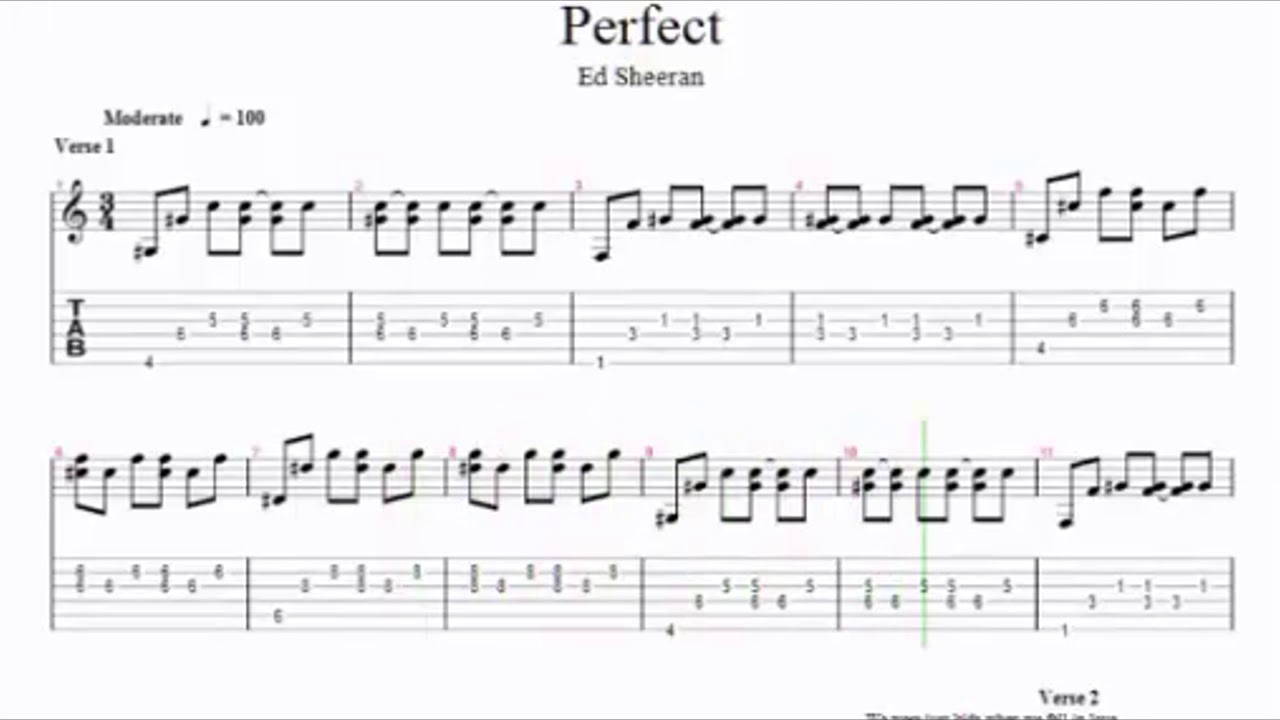 Ed Sheeran-Perfect//partitura y tabs para guitarra(INTRO) - YouTube